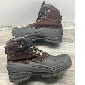 Totes Manny 2 Mens Black Brown Insulated Duck Boots Size 9M Leather Suede Upper